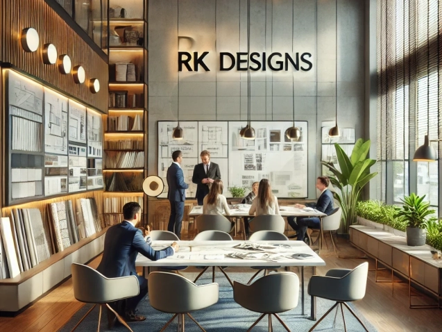 A professional and inviting interior design firm office for RK Designs.